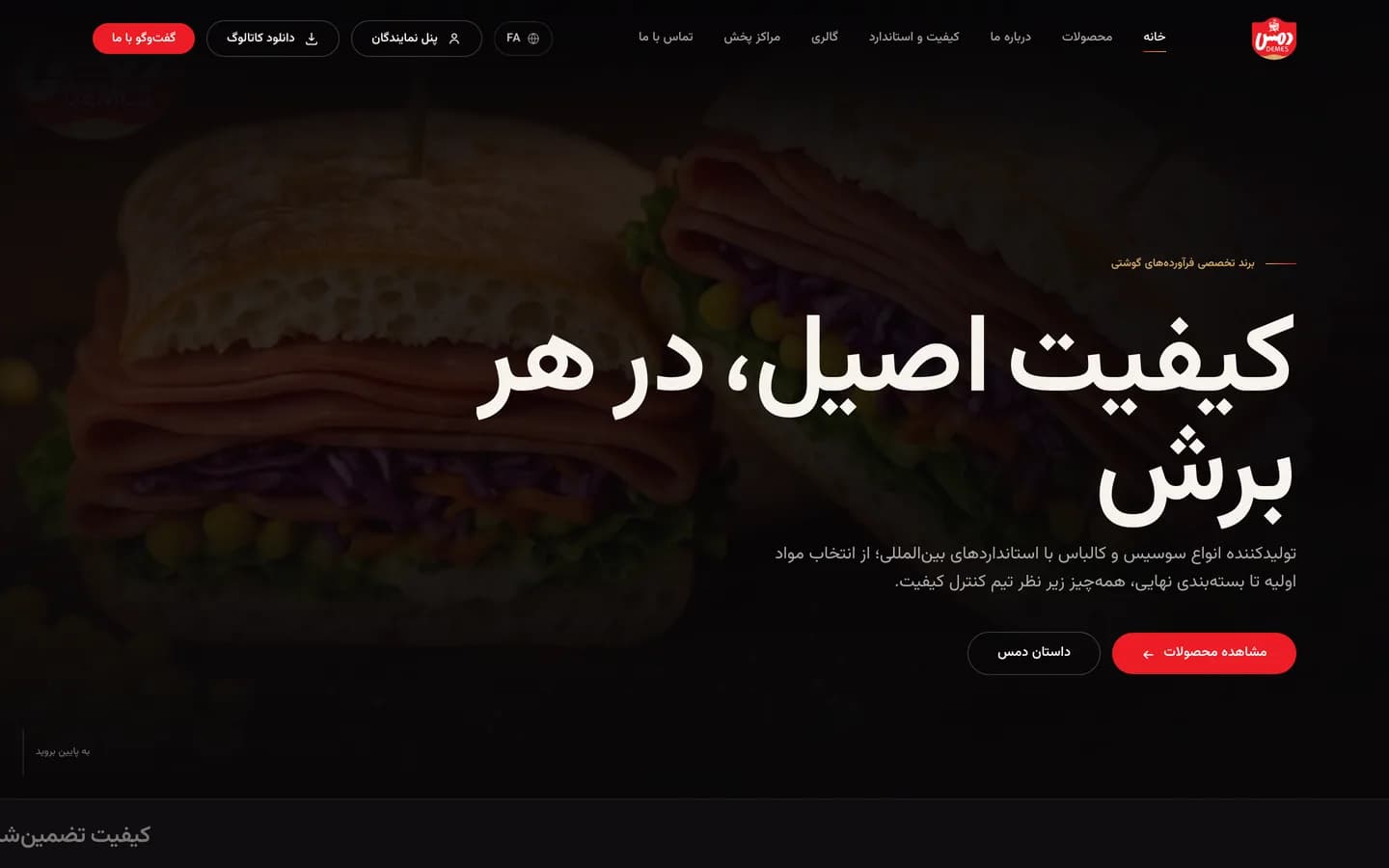 وب‌سایت شرکتی دمس؛ تولیدکننده فرآورده‌های گوشتی
