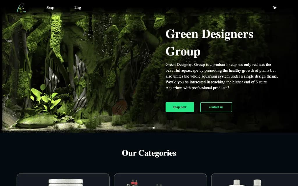 نمونه کار فروشگاه آکواریوم و پلنتاریوم Green Designers Group — طراحی شده توسط نیسو وب