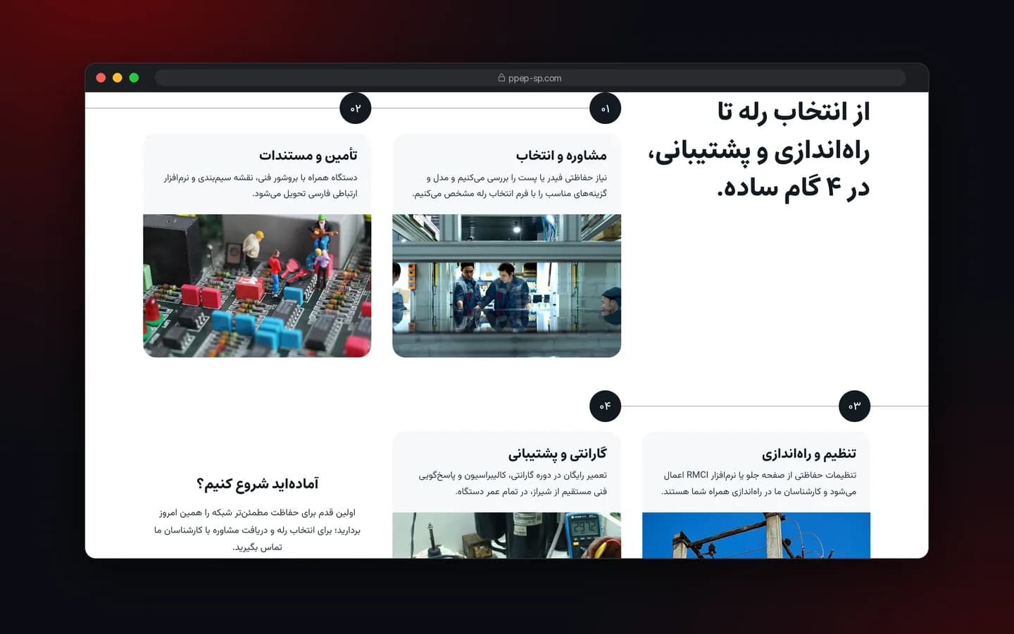 بخش فرایند همکاری وب‌سایت توان انرژی پرداز پارسیان