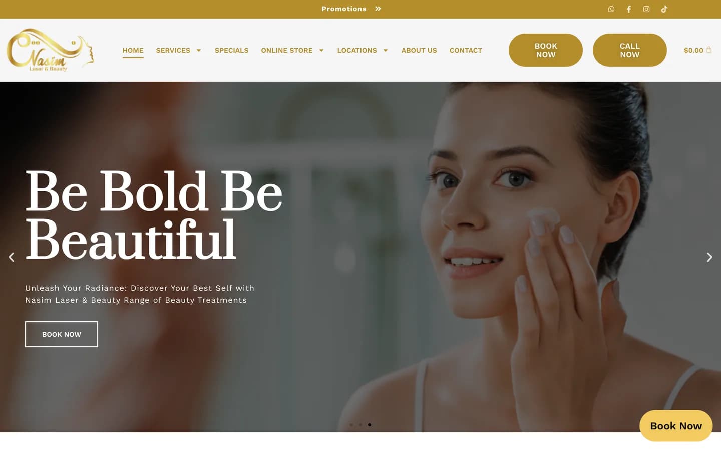 نمونه کار معرفی خدمات زیبایی Nasim Laser — طراحی شده توسط نیسو وب