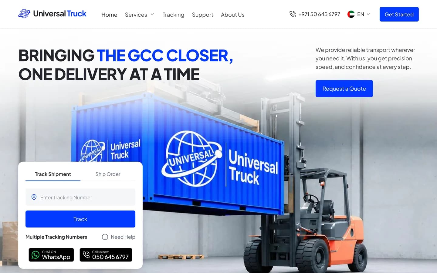 نمونه کار وبسایت شرکت حملونقل و لجستیک Universal Truck — طراحی شده توسط نیسو وب