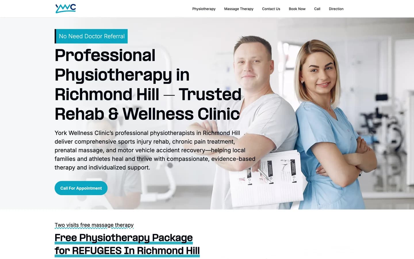 نمونه کار کلینیک فیزیوتراپی York Wellness — طراحی شده توسط نیسو وب